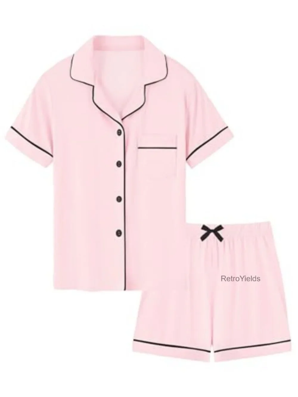 Girls 100% Cotton Short Sleeve Pajama Set - 2 Piece Button Down Sleepwear